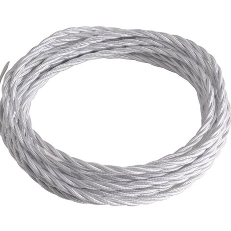 Cavo elettrico CLAY trecciato con rivestimento tessile bianco