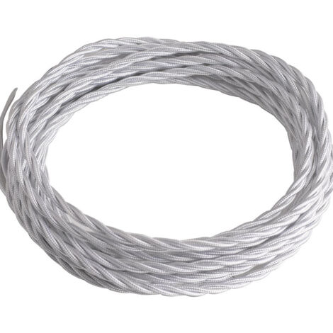 Cavo elettrico CLAY trecciato con rivestimento tessile bianco