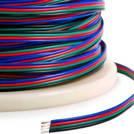 Cavo Elettrico Piatto con Guaina 4x0.5mm² per Strisce LED RGB Nero