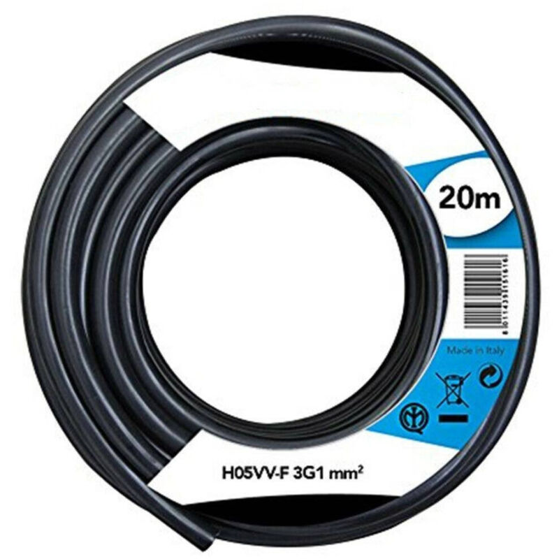 Cavo Elettrico Prolunga 20mt 3g1 Mm H05vv-f Matassa Filo Elettrico Nero - - Trade Shop Traesio