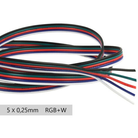 Cavo Filo Elettrico Penta Polare 5 X 0,25 mmq Per Striscia Led RGBW RGB+W 1 Metro