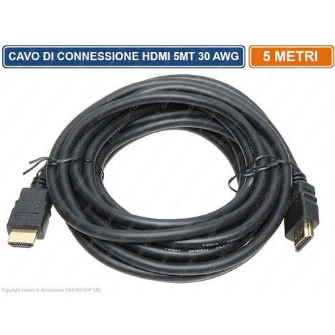 CAVO INTERFACCIA MULTIMEDIALE ALTA DEFINIZIONE HDMI DA 5M METRO 30 AWG