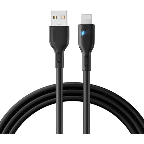 Cavo iPhone con indicatore LED USB - Lightning 2,4A 2m Nero