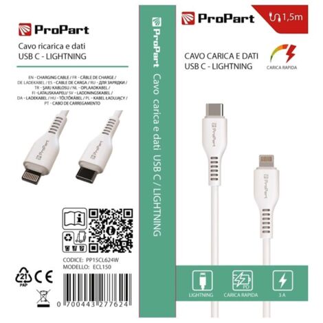 Cavo Lightning - Usb Tipo-C Pp15Cl624W (Ecl150) 1.5Mt Bianco
