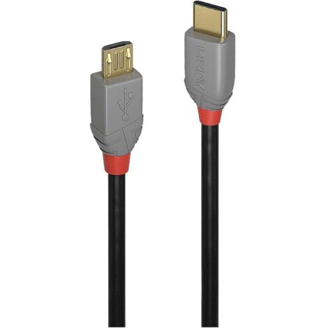 Cavo Lindy 0,5 m USB 2.0 Tipo C a Micro-B, Anthra Line, 36890
