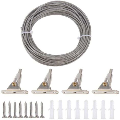 Cavo metallico in acciaio inossidabile da 10 m, rivestito da 2 mm, corda per tenda regolabile con clip