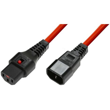 Cavo MicroConnect IEC Lock da C13 a C14, 0,5 m, rosso, MC-C13C14LOCK-0,5M