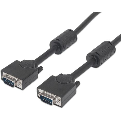 Cavo Monitor VGA Manhattan da 30 metri con ferrite, Nero, con connettori Maschio/Maschio
