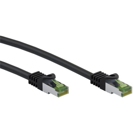 Cavo patch CAT 8.1 certificato GHMT, S/FTP (PiMF), nero, conduttore in rame,  rivestimento del cavo senza alogeni. Lunghezza del Cavo 1 m