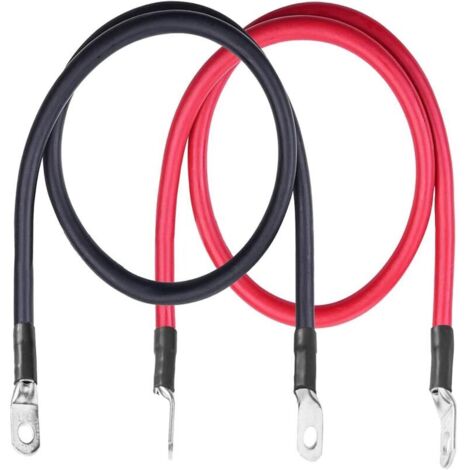 Cavo per batteria da 5 AWG, 20 pollici, filo elettrico in rame puro calibro 5, con terminali ad anello da 5/16", per auto, pannelli solari, ATV, tosaerba, moto, barca, 2 pezzi