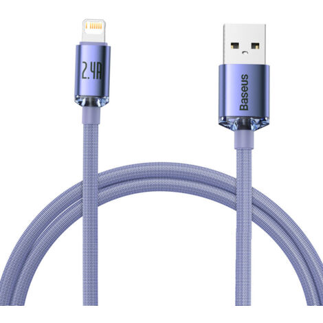 Cavo per ricarica rapida e trasferimento dati USB Iphone Lightning 2.4A 1.2m viola