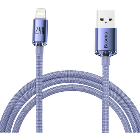 Cavo per ricarica rapida e trasferimento dati USB Iphone Lightning 2.4A 2m viola