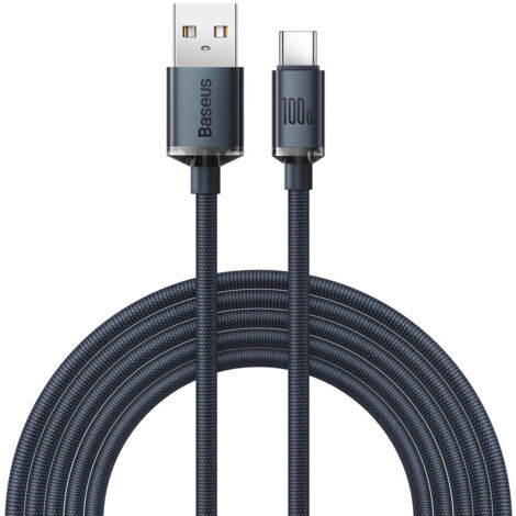 Cavo per ricarica rapida e trasferimento dati USB USB-C 100W 2m nero