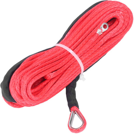 Cavo per verricello 4,8 mm x 15 m in fibra sintetica, resistenza alla rottura di 5.500 libbre, impermeabile per rimorchio ATV UTV Rosso