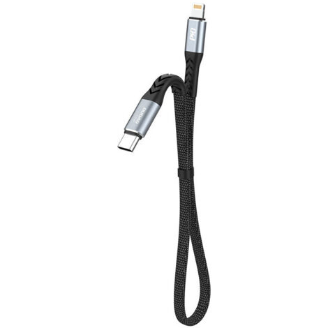 Cavo piatto corto per iPhone USB-C - Lightning L10P PD 20W 23cm nero