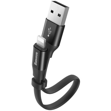 Cavo piatto USB per iPhone Lightning con supporto 2A 23CM Nero