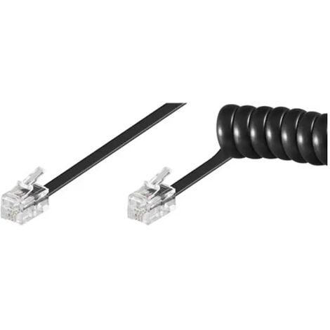 cavo spirale telefonico cavetto spiralato cornetta rj10 4p4c cavo piatto nero 2 mt