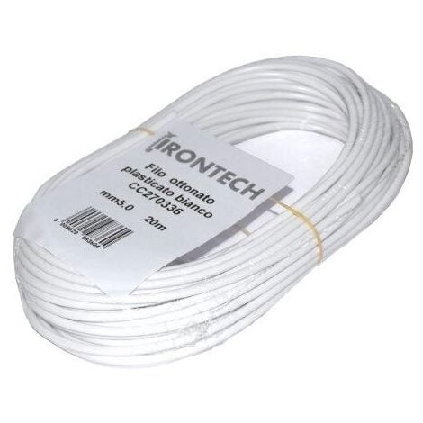 MASIDEF CAVO STENDIBIANCHERIA IN OTTONE PLASTIFICATO BIANCO Ø 5 X 20 MT.