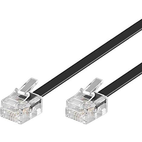 Cavo telefonico modulare, nero, conduttore di alluminio placcato di rame (CCA), Spina RJ11 (6P4C)  Spina RJ11 (6P4C). Lunghezza del Cavo 10 m