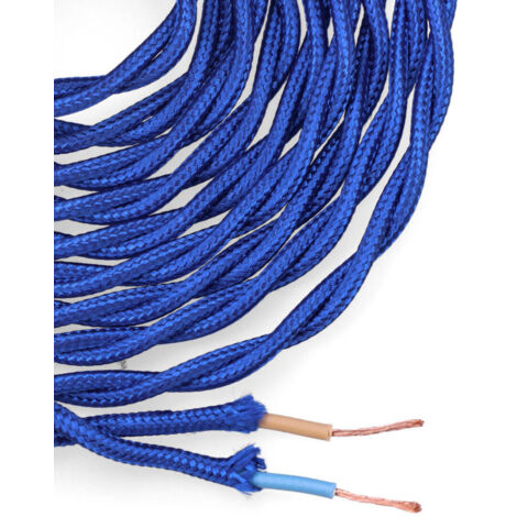 Cavo tessile intrecciato 2x0,75 mm C-75 Seta Blu 5 m