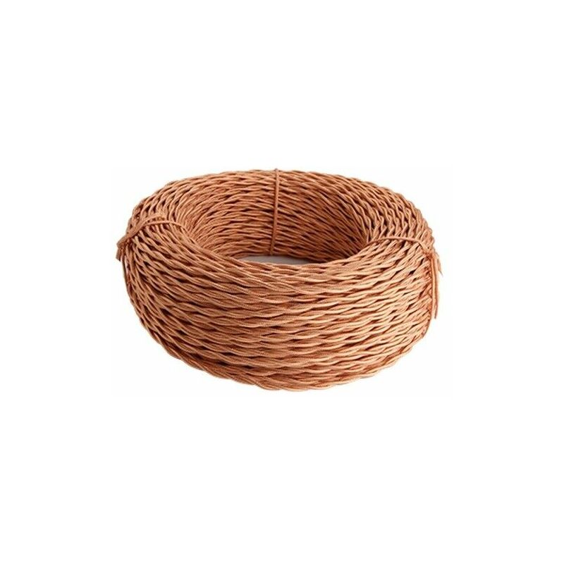 5 Mt Cavo elettrico Treccia Trecciato stile vintage rivestito in tessuto colorato Bianco sezione 2x0,75 per lampadari design lampade Made in Italy abat jour