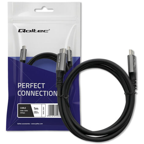 Cavo ultraveloce Qoltec USB4  USB-C PD 240W  Thunderbolt 3/4  4K  40Gb/s  1m  Nero