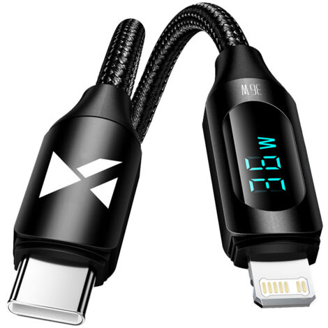 Cavo USB-C - Lightning per iPhone con display LED 36W 1m Nero