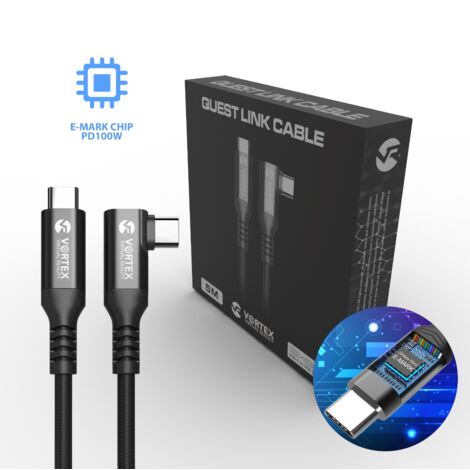 Cavo VortexVR 5 m 10 GBPS PD100W (ricarica rapida) da USB-C a META QUEST LINK / OCULUS LINK