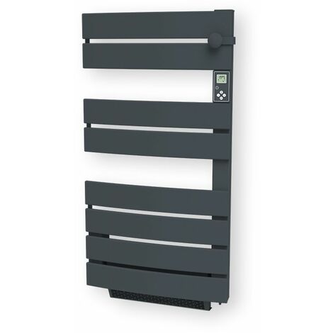 Cayenne Radiateur sèche-serviette gris anthracite 750W + soufflerie 1000W (1750W) - Lames plates ouverture latérale