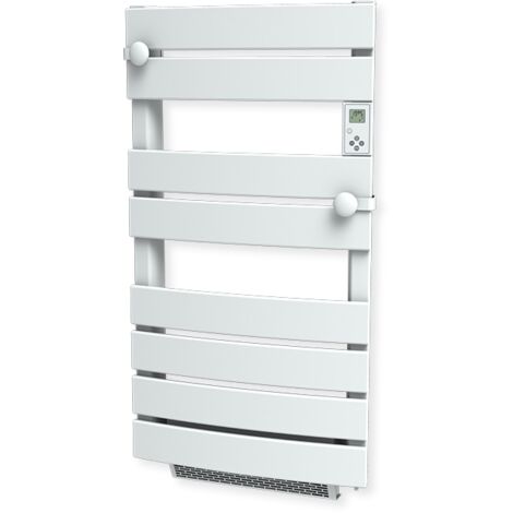 Cayenne radiateur sèche-serviette 600W + soufflerie 1000W (1600W) cintré lames plates blanc LCD - Blanc