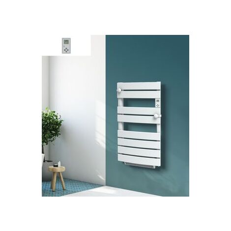 Cayenne Radiateur sèche-serviette + soufflerie 1000W - Cintré à lames plates