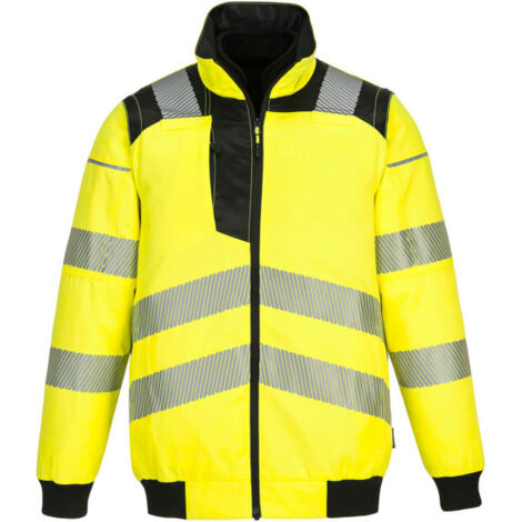 Cazadora 3 en 1 PW3 de alta visibilidad impermeable con cintas reflectantes PW302 XL Amarillo / Negro