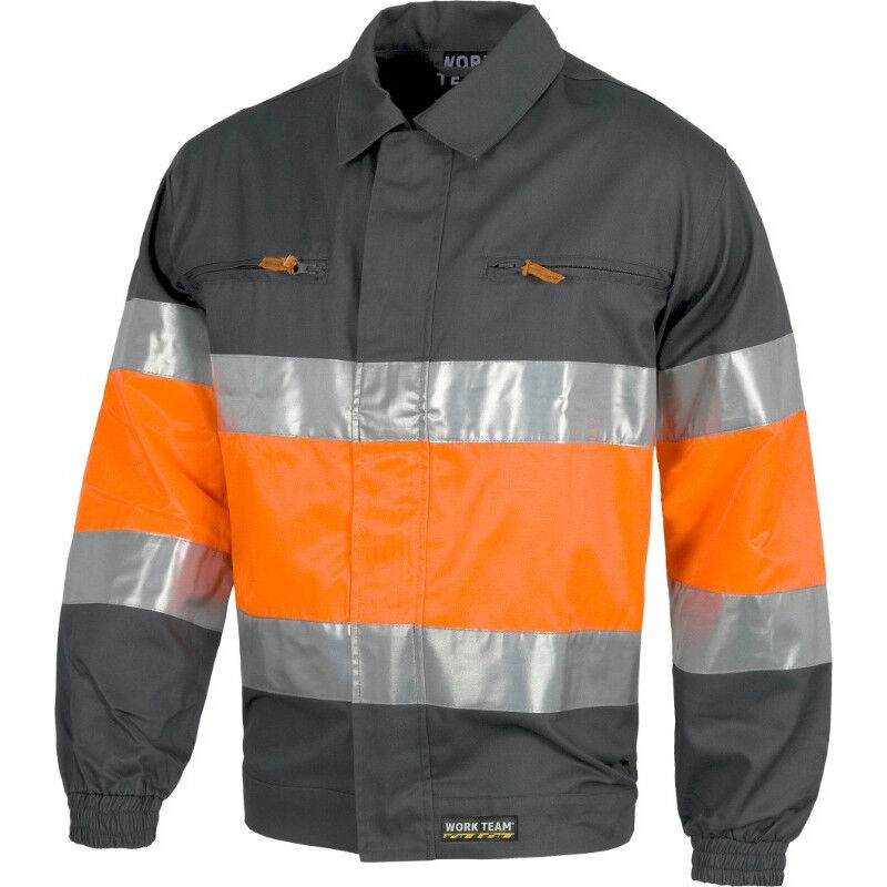 

Cazadora de cierre de cremallera con amarillo y naranja de Alta Visibilidad WORKTEAM C4110 | L - Gris+Naranja A.V.