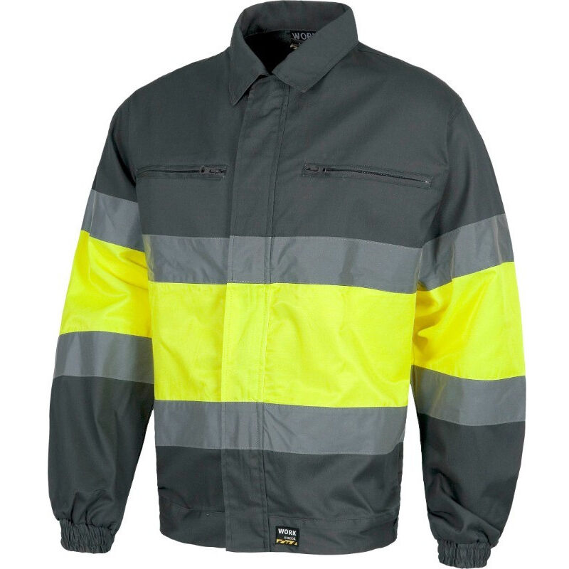

Workteam - Cazadora de cierre de cremallera con amarillo y naranja de Alta Visibilidad C4110 | XL - Gris+Amarillo A.V.