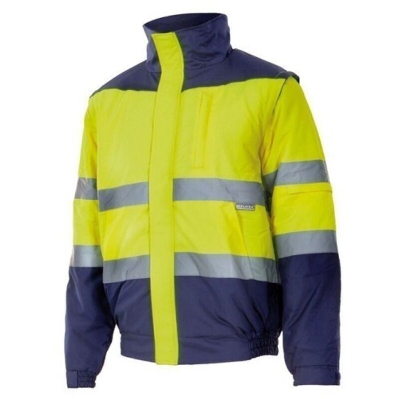 

Cazadora bicolor alta visibilidad acolchada con cuello polar VELILLA Serie 161 | M - Amarillo flúor / Azul marino