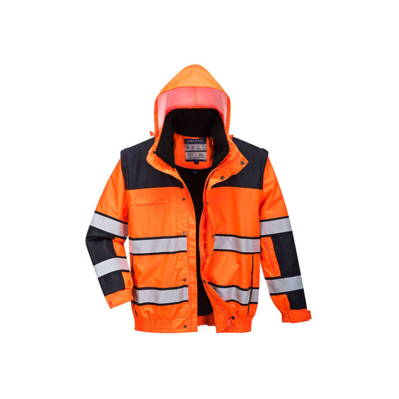 Portwest - Cazadora Classic de alta visibilidad impermeable protección contra el frío C466 4XL Naranja/Negro