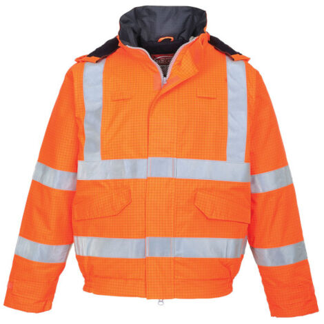 Cazadora de alta visibilidad, ignífuga y antiestática Bizflame Rain corta S773 M Naranja
