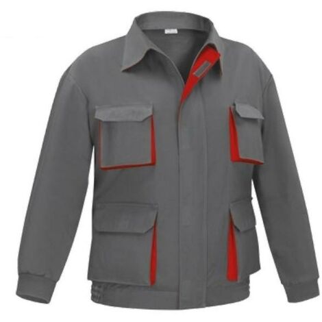 cazadora multibolsillo bicolor talla 48-66 ropa bicolor gris rojo tallaje talla 52