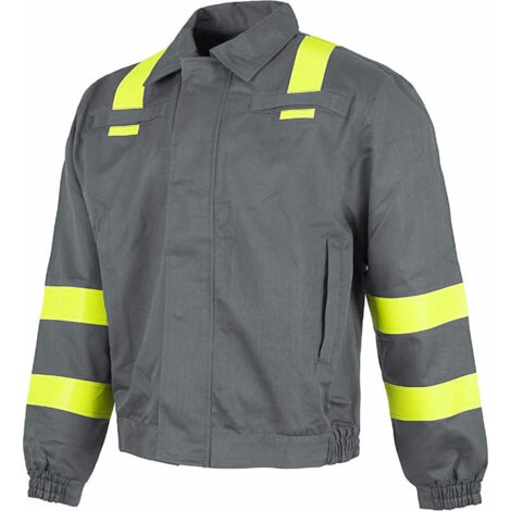 Cazadora para soldador de algodón con cintas fluorescentes WORKTEAM B1194 XXL Gris+Amarillo A.V.