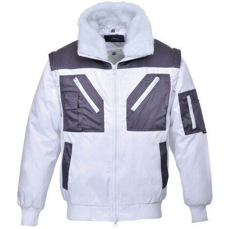 Cazadora Pilot Bicolor: Desmontable, impermeable y calido. / Blanco / 4XL