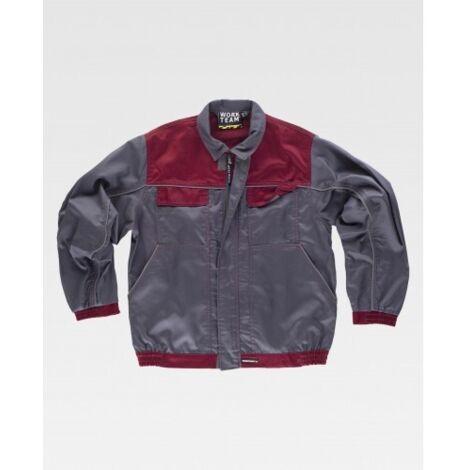 Cazadora técnica combinada con cintura elástica WORKTEAM WF1852 62/64 Gris+Granate