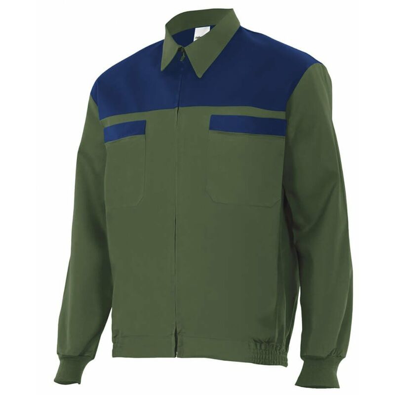 

Cazadora industrial verde bosque combinada con cuello camisero Serie CC61601 | 64 - Verde bosque / Azulina