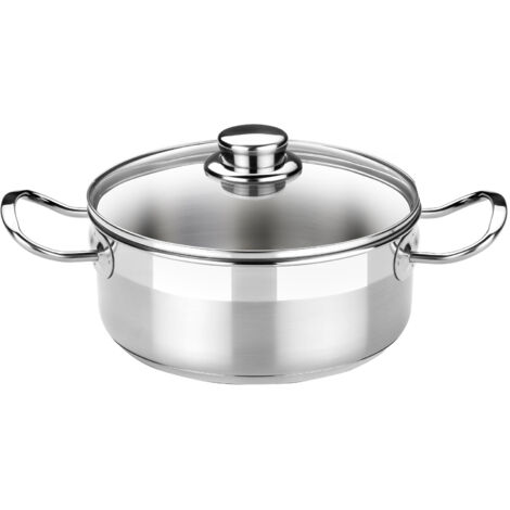 Cazuela BRA Profesional 30cm Acero Inox 18/10 Tapa de Cristal A340337