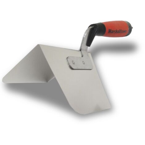 Cazzuola ad angolo esterno arrotondato Marshalltown con manico in Durasoft, in acciaio inossidabile, per cartongesso e stuccatori, dimensioni: 127x95 mm
