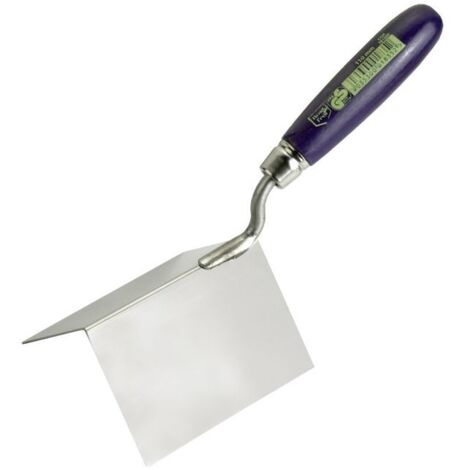 Cazzuola in acciaio Inox per angoli esterni 75 x 75 mm, manico in legno