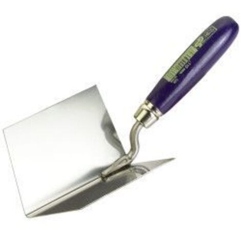 Cazzuola in acciaio Inox per angoli interni 75 x 75 mm, manico in legno