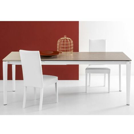 EASYCOMFORT Tavolo Pieghevole da Pranzo max 5 Persone in Truciolato e  Acciaio, 84x180x100 cm, color Legno