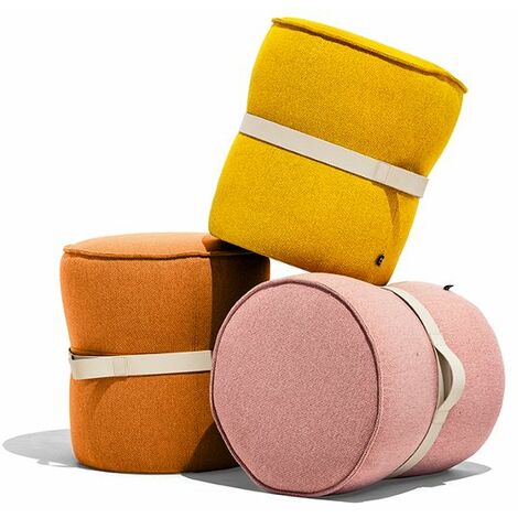 Pouf sgabello ottomano rotondo 3 Stati velluto rosa HAMBURG