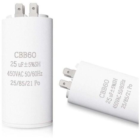 CBB60 25µF Anlaufkondensator, 25µF Motorkondensator, 45 x 95 mm, 50/60 Hz, 450 V AC, mit M8-Schraube für Elektromotoren/Trockner/Waschmaschinen