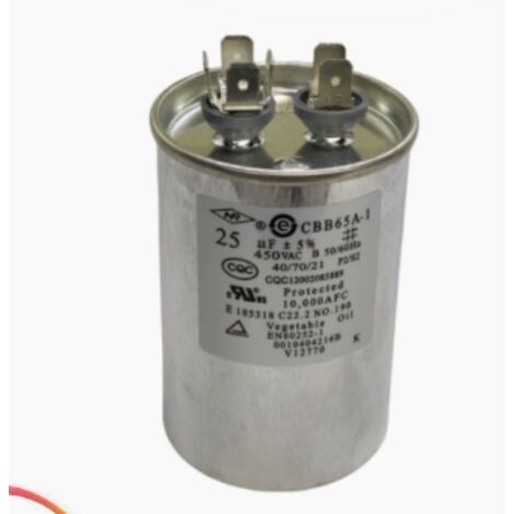 CBB65 25UF 450V Anlaufkondensator für Klimaanlagenkompressoren, metallisierter Folienkondensator, einphasig, geeignet für Klimaanlagen, Gefrierschränke und Haushaltskühlgeräte.